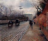 Street Scene In Autumn by Attilio Pratella